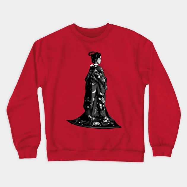 Geisha Silhouette Crewneck Sweatshirt by GrizzlyVisionStudio